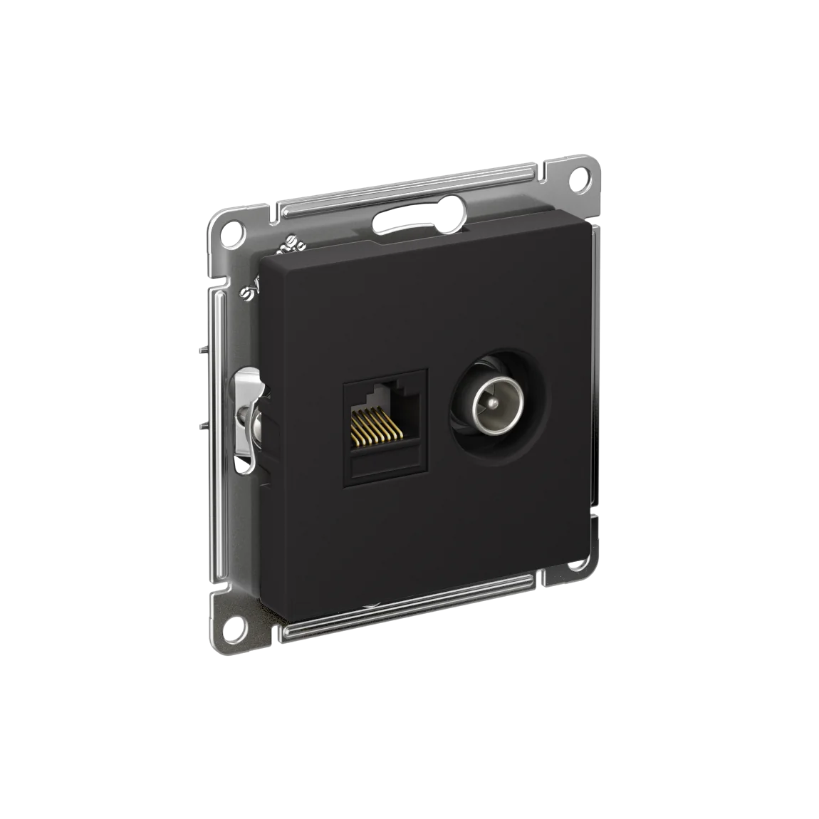 ATLASDESIGN РОЗЕТКА двойная ТВ + компьютерная RJ45, кат. 5Е, КАРБОН
