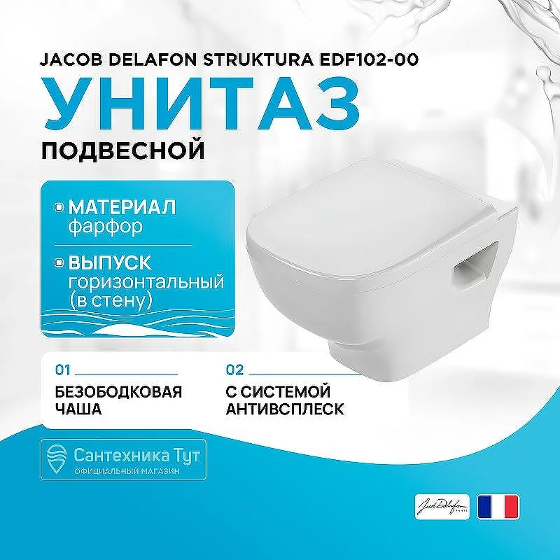 Унитаз подвесной Jacob Delafon Struktura EDF102-00
