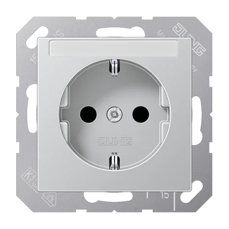 Розетка SCHUKO® 16A 250V с полем для надписи; термопласт; алюминий JUNG
