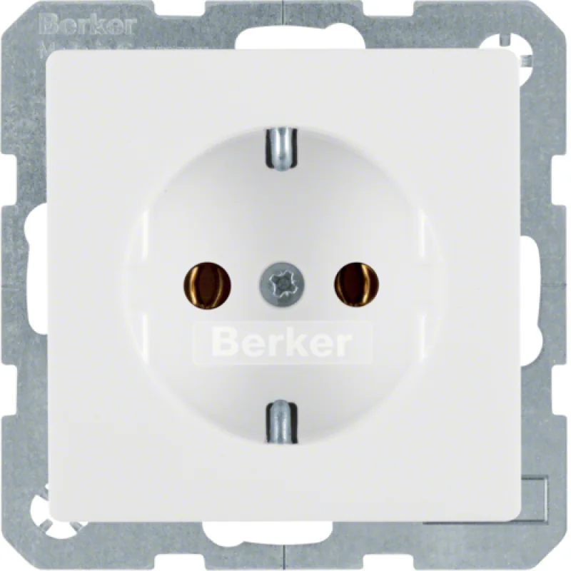 Штепсельная розетка SCHUKO цвет: полярная белизна, с эффектом бархата, Berker Q.1