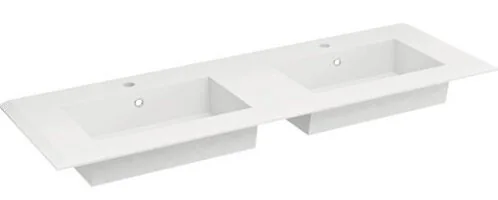Раковина из искусственного мрамора с двумя чашами 50215 Bianco opaco, 141x46x1,6 CEZARES