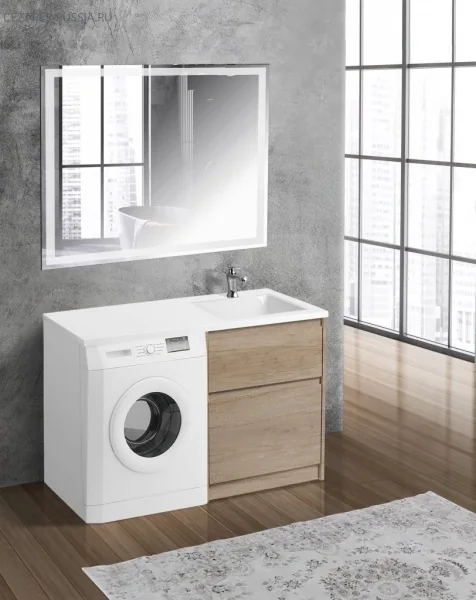 KRAFT-LVD База под раковину напольная с двумя выкатными ящиками, Bianco Opaco, 580x480x855, KRAFT-LV