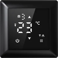 Donel Термостат с датчиком пола, программируемый с Wi-Fi , 16 A, 55*55 мм. черное стекло, серия DTEF