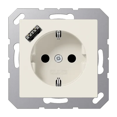 Розетка SCHUKO® с USB-зарядным устройством, тип А; термопласт; слоновая кость