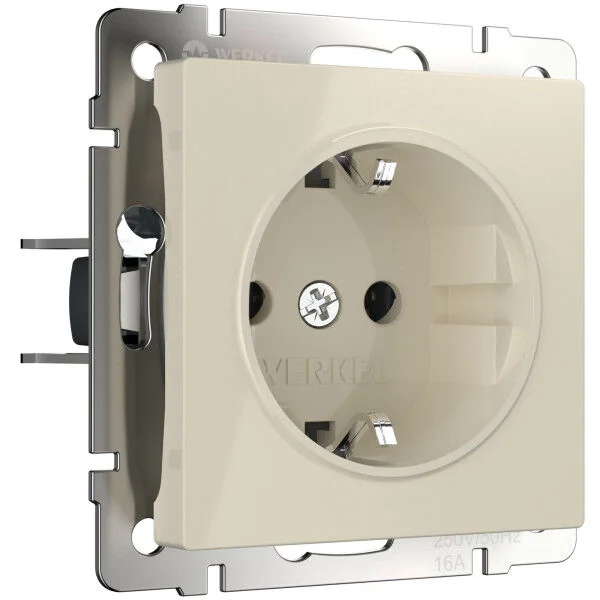 WL03-SKG-01-IP20-ivory / Розетка с заземлением (слоновая кость)