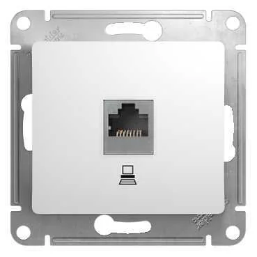 GLOSSA РОЗЕТКА компьютерная RJ45 кат.5Е, механизм, БЕЛЫЙ