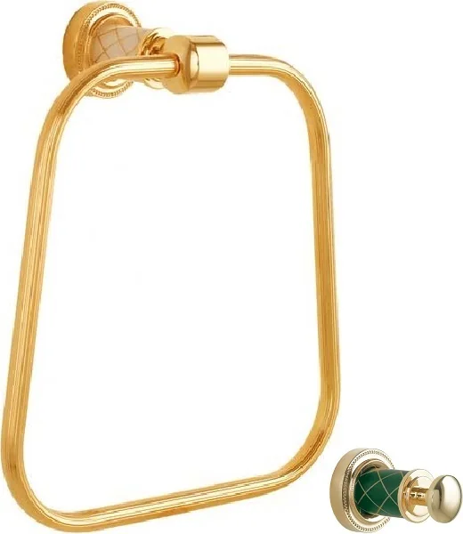 Boheme Держатель для полотенца (кругл.) MURANO GOLD (бирюзовое)_Комплект