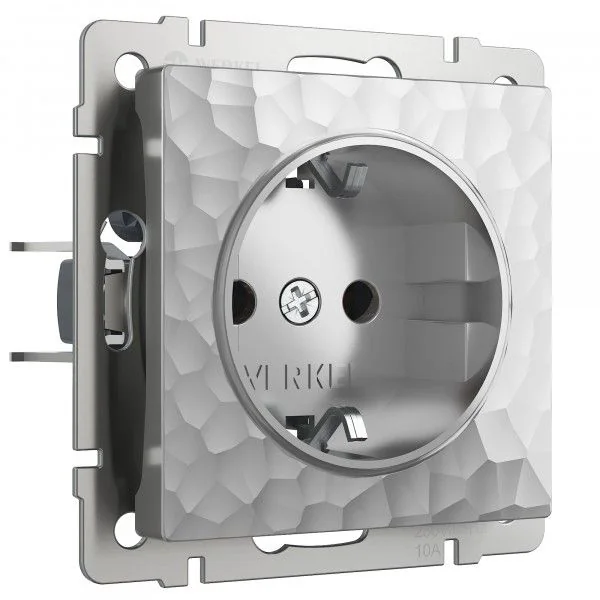 W1271006/ Розетка с заземлением (hammer серебряный)