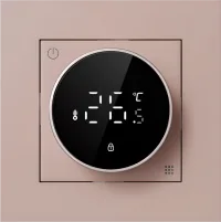 Donel Терморегулятор с датчиком пола, 16 A, 55*55 мм. кашемир, поворотная ручка настройки с индикаци
