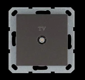 Розетка TV Φ9.5mm проходная с накладкой, цвет Мокко JASMART