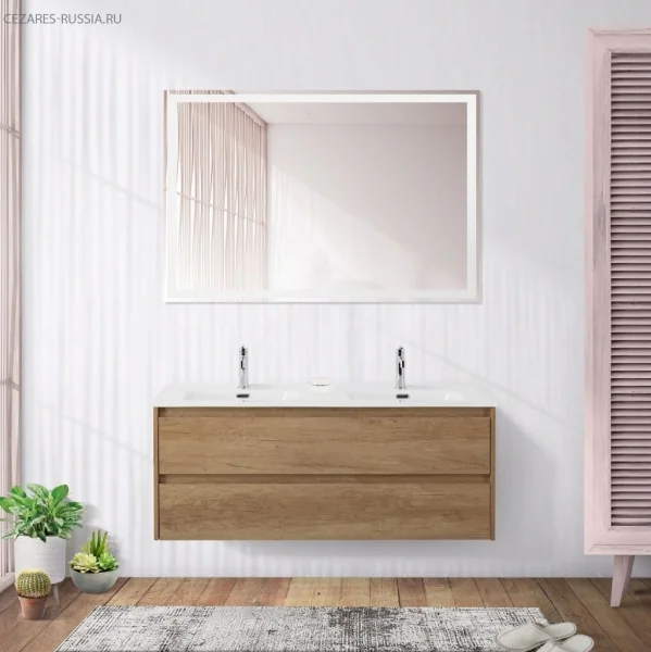 Керамическая раковина с двумя чашами BB1200-2-ETL, 1210x460x175