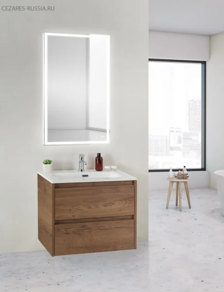 KRAFT 39 База под раковину подвесная с двумя выкатными ящиками, Rovere Tabacco, 600х390x500, KRAFT 3