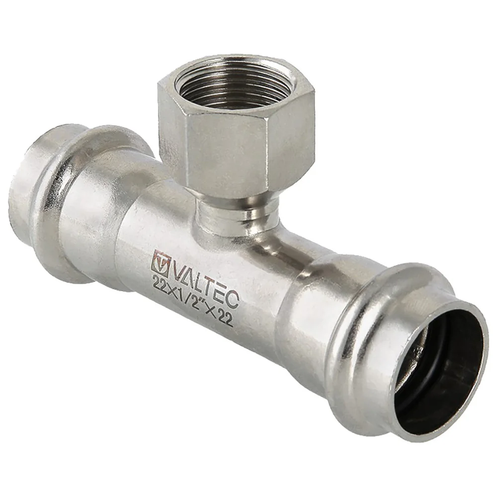 Пресс-тройник c из нержавеющей стали с внутренней резьбой Valtec 28х3/4"