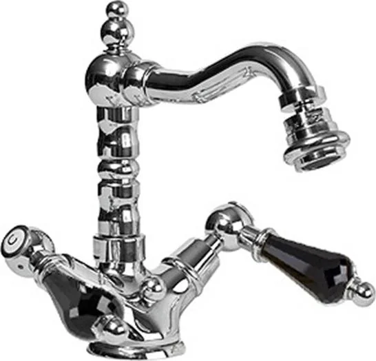DIAMOND-BS2-01-Sw-N Смеситель на биде с донным клапаном, исполнение хром, ручки Swarovski Nero