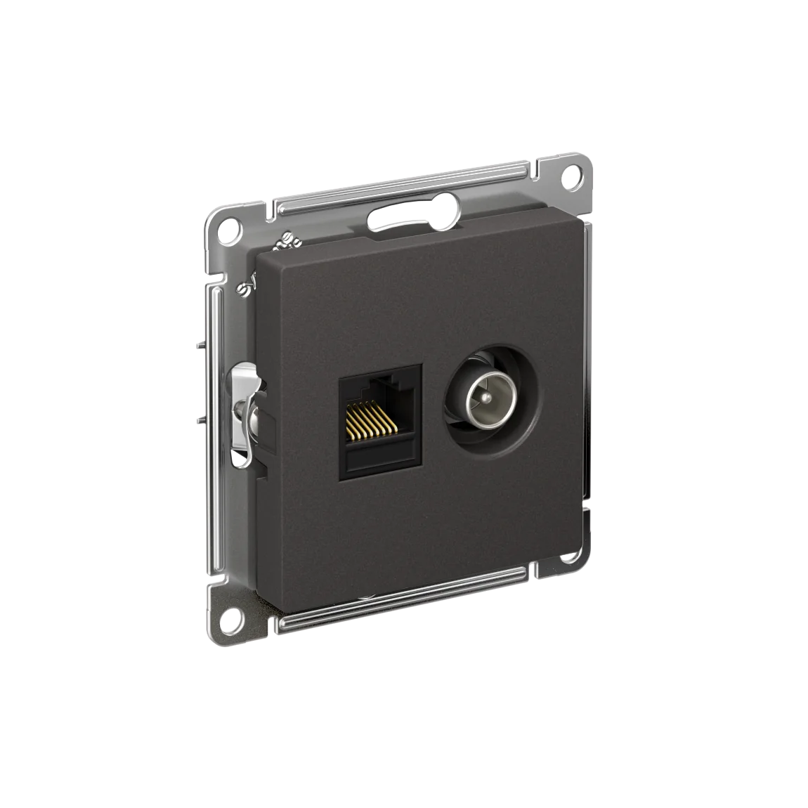 ATLASDESIGN РОЗЕТКА двойная ТВ + компьютерная RJ45, кат. 5Е, БАЗАЛЬТ