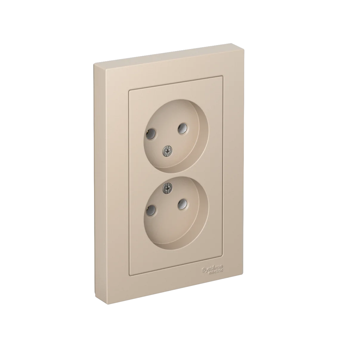 ATLASDESIGN РОЗЕТКА двойная без заземления,16А, в сборе, ПЕСОЧНЫЙ