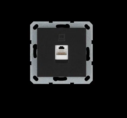 Интернет-розетка RJ45 с накладкой, цвет Антрацит JASMART