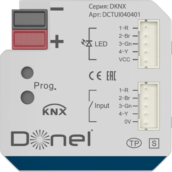Donel KNX Универсальный интерфейс , 4 канала, 12 В DC
Могут индивидуально параметрироваться как вхо