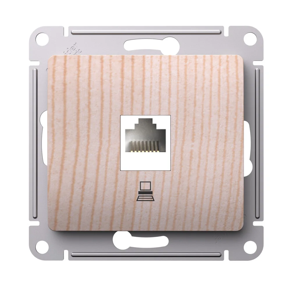 GLOSSA РОЗЕТКА компьютерная RJ45 кат.5Е, механизм, СОСНА
