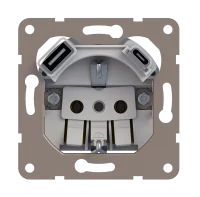 Donel R98  механизм розетки Schuko 16А 250 В~ с зарядным устройством USB A+C, 5V/4A, мощность 20W, с