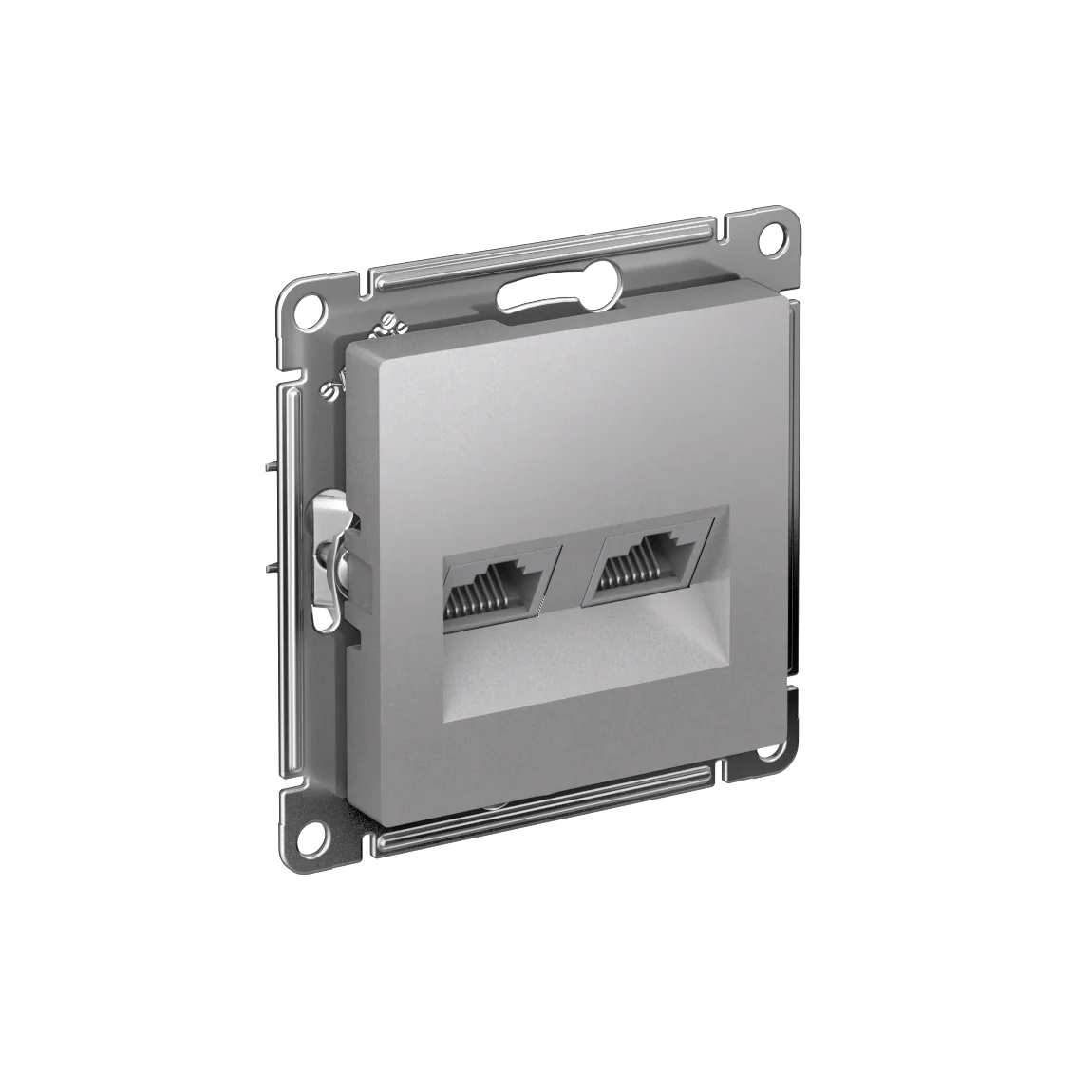 ATLASDESIGN РОЗЕТКА двойная компьютерная RJ45+RJ45, кат.5Е, механизм, АЛЮМИНИЙ