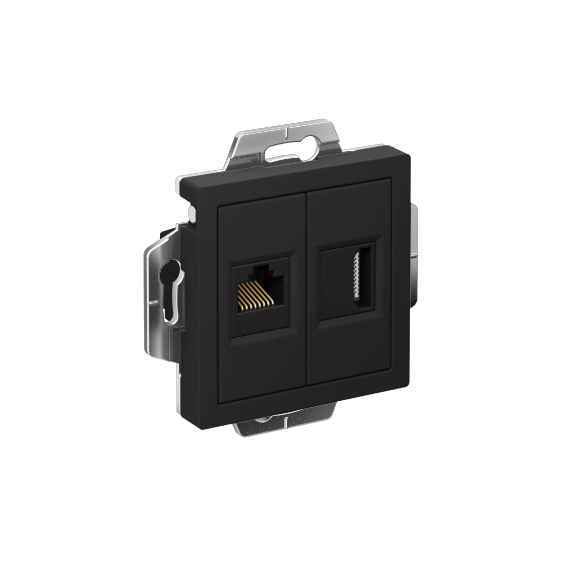ATLASDESIGN РОЗЕТКА двойная HDMI+RJ45, кат.5Е, механизм, КАРБОН