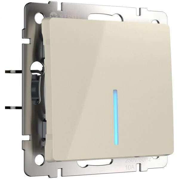 WL03-SW-1G-LED-ivory /Выключатель одноклавишный с подсветкой (слоновая кость)