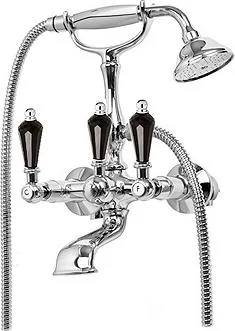 DIAMOND-VD-01-Sw-N Смеситель для ванны с ручным душем, исполнение хром, ручки Swarovski Nero
