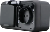 Donel W55 Розетка 2-я с защ.крышк, 2К+З. , накладная, антрацит, IP55, серия (тип) DIP55