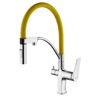 Смеситель Lemark Comfort LM3074C-Yellow для кухни с гибким изливом и подключением к фильтру с питьев