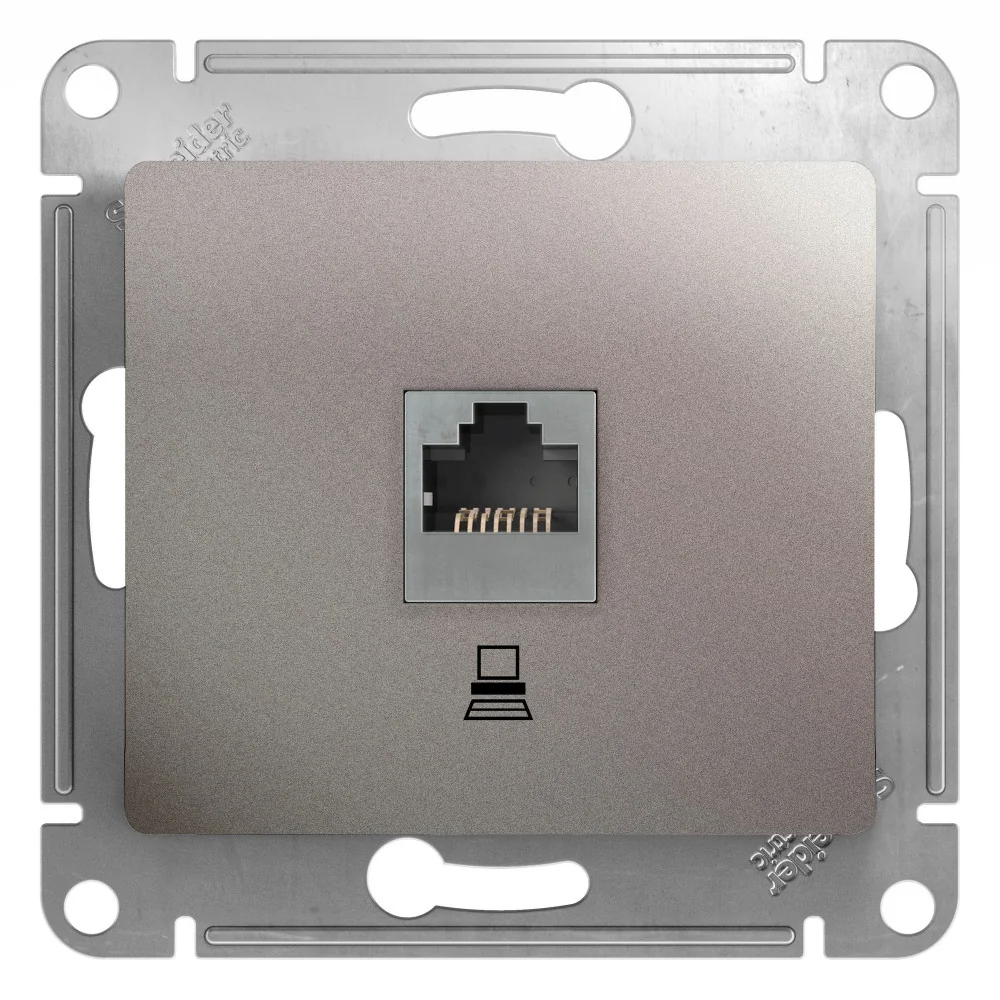 GLOSSA РОЗЕТКА компьютерная RJ45 кат.5Е, механизм, ПЛАТИНА