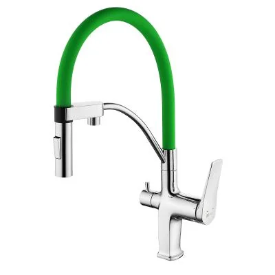 Смеситель Lemark Comfort LM3074C-Green для кухни с гибким изливом и подключением к фильтру с питьево