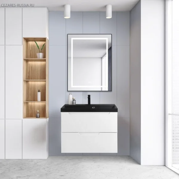 VITTORIA База под раковину подвесная с 2 выкатными ящиками, Bianco Lucido, 800x450x570, VITTORIA-800