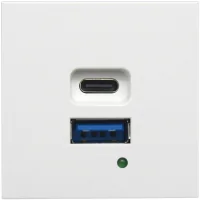 Donel USB зарядное устройство, 3A , 65W, Type A + C, 2 мод., бел. матовая  (45х45мм)