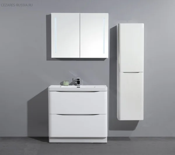 ANCONA-N База под раковину напольная с двумя выкатными ящиками Rovere Bianco BelBagno