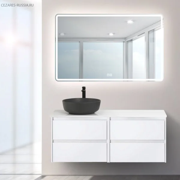 KRAFT База под раковину подвесная с двумя выкатными ящиками, Cemento Grigio, 600x460x500, KRAFT-600-
