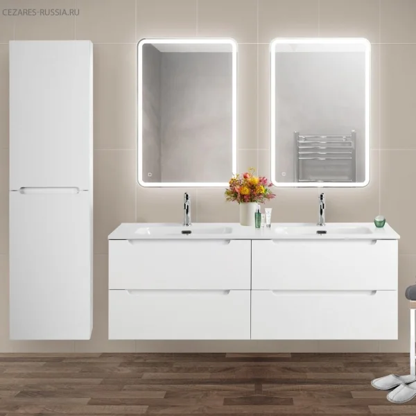 Керамическая раковина с двумя чашами BB1400-2-ETL, 1410x460x175