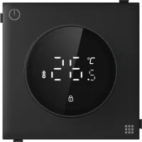 Donel Терморегулятор с датчиком пола, 16 A, 70*70 мм. черный, поворотная ручка настройки с индикацие