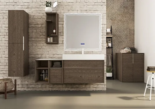 SPACE Тумба под раковину с двумя выдвижными ящиками 55028 Frassino scuro, 90x45x50