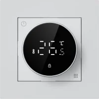 Donel Терморегулятор с датчиком пола, 16 A, 55*55 мм. белый, поворотная ручка настройки с индикацией