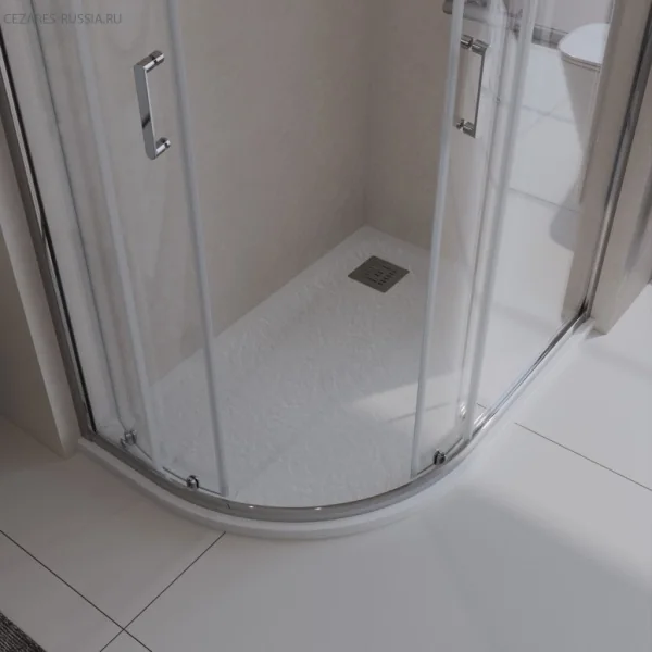 TRAY-MR-UNO-RH-120/90-550-35-W-L-CR Поддон из искусственного мрамора в комплекте с сифоном с декорат