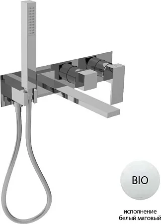 UNIKA-VDM2-BIO Встраиваемый смеситель для ванны и душа однорычажный, с ручным душем,  белый матовый