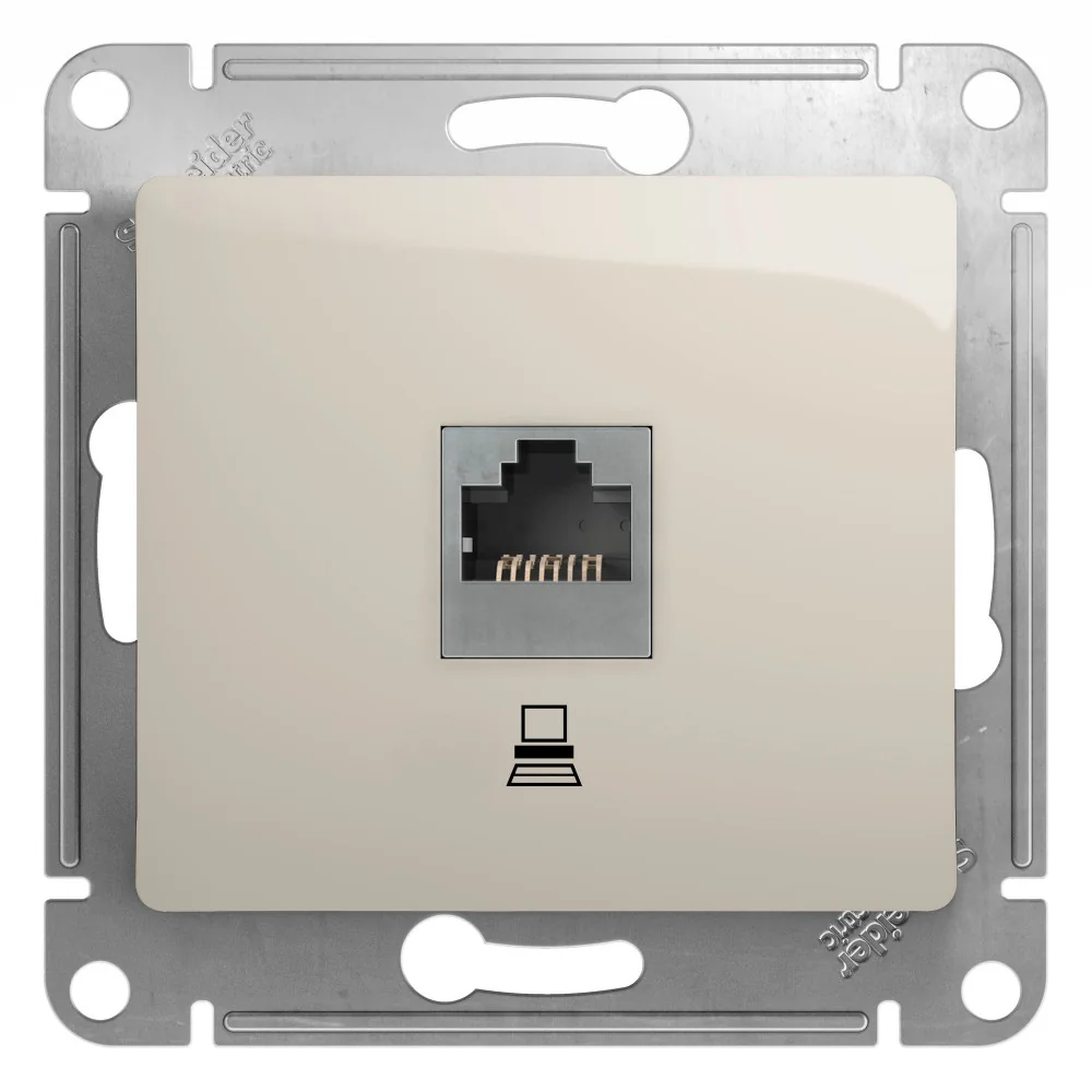 GLOSSA РОЗЕТКА компьютерная RJ45 кат.5Е, механизм, МОЛОЧНЫЙ