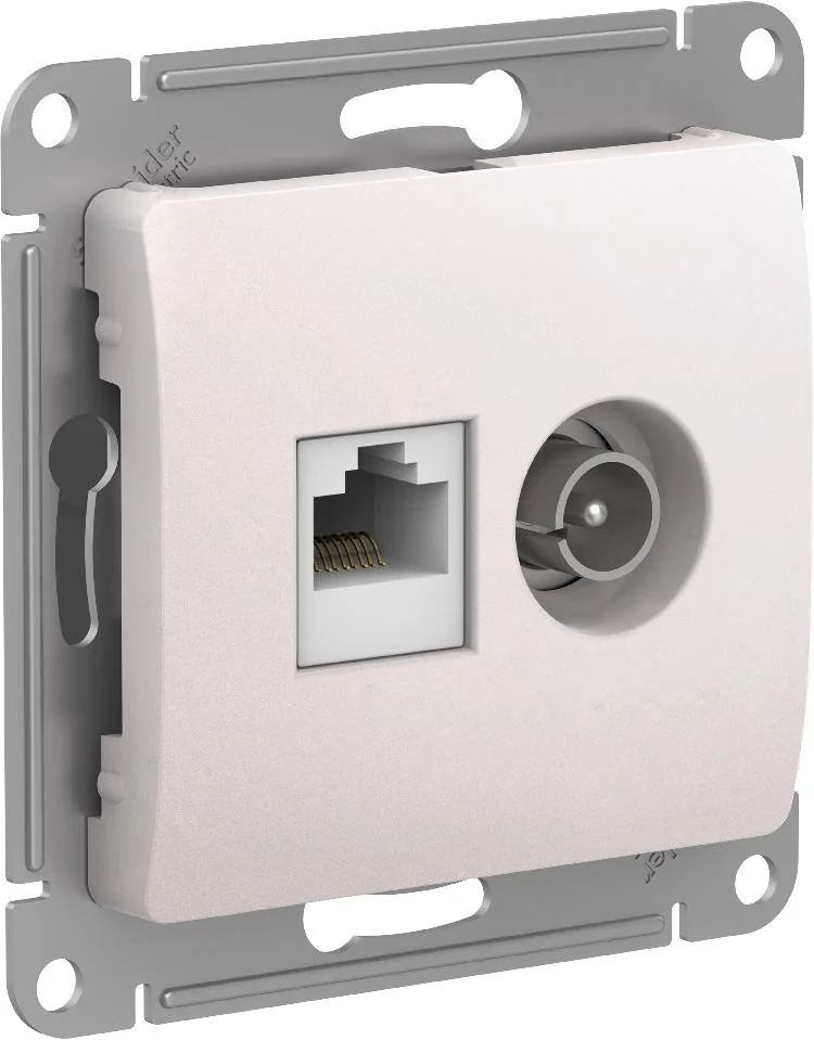 GLOSSA РОЗЕТКА двойная ТВ + компьютерная RJ45, кат. 5Е, механизм, ПЕРЛАМУТР