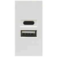 Donel USB зарядное устройство, 2.1A, Type A + C, 1 мод., бел. матовая (22.5х45мм)