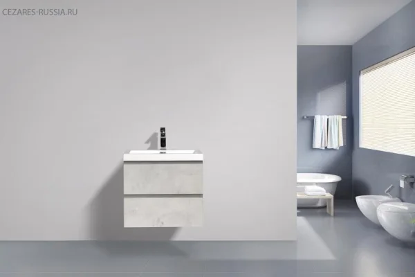 LUCE База под раковину подвесная с двумя выкатными ящиками, LUCE-600-2C-SO-ST, цве Stucco Cemento Le