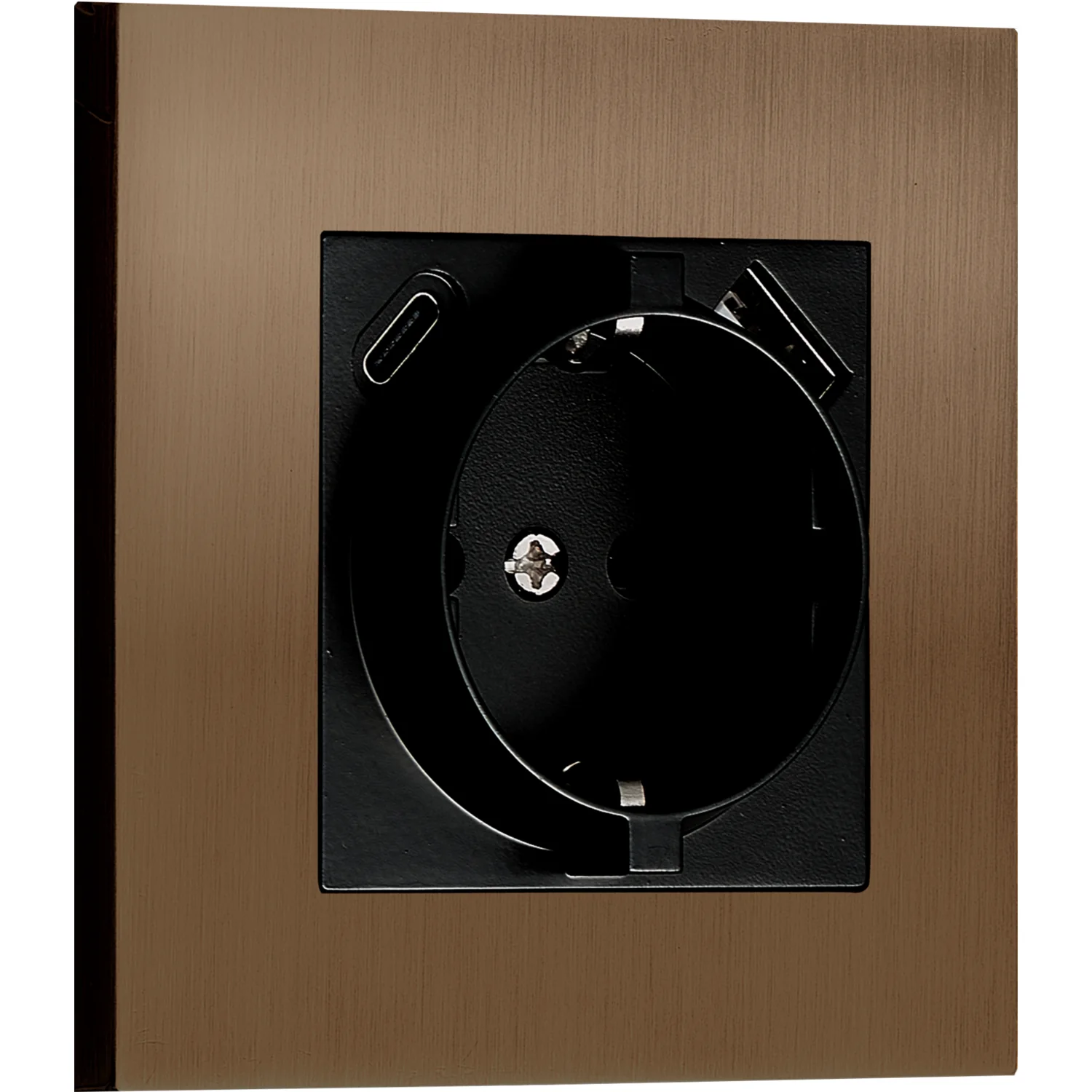 Donel N96 Розетка Schuko с зарядным устройством USB A+C, с защитными шторками, Бронза, серия DT