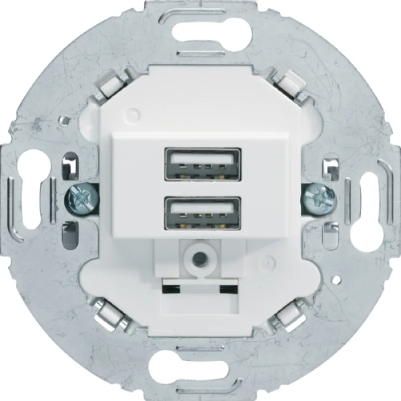2-ая USB-розетка для подзарядки, круглый суппорт, 230 V, 3.0A цвет: белый