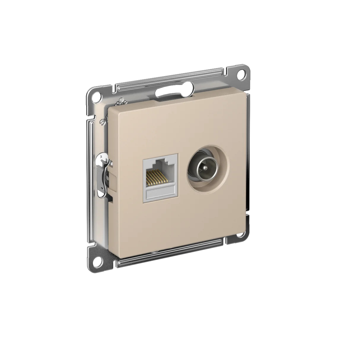 ATLASDESIGN РОЗЕТКА двойная ТВ + компьютерная RJ45, кат. 5Е, ПЕСОЧНЫЙ
