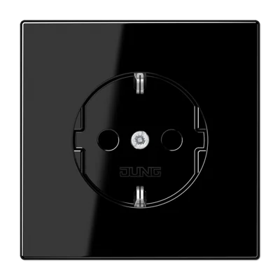 Штепсельная розетка SCHUKO 16А / 250В с защитными шторками, пружинные зажимы; дюропласт; черный; LS9
